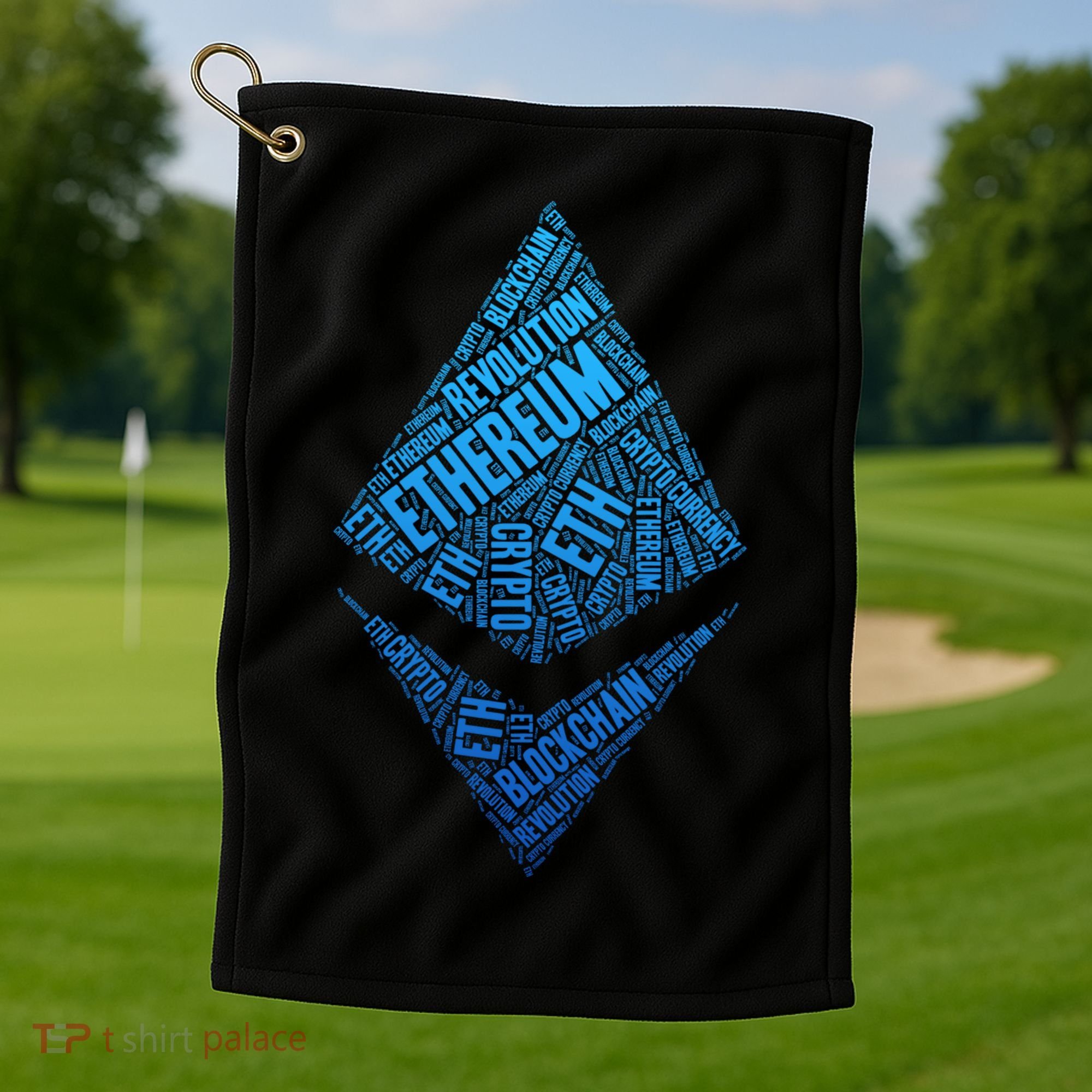 Ethereum Block Chain Revolution Crypto World Cloud Golf Towel