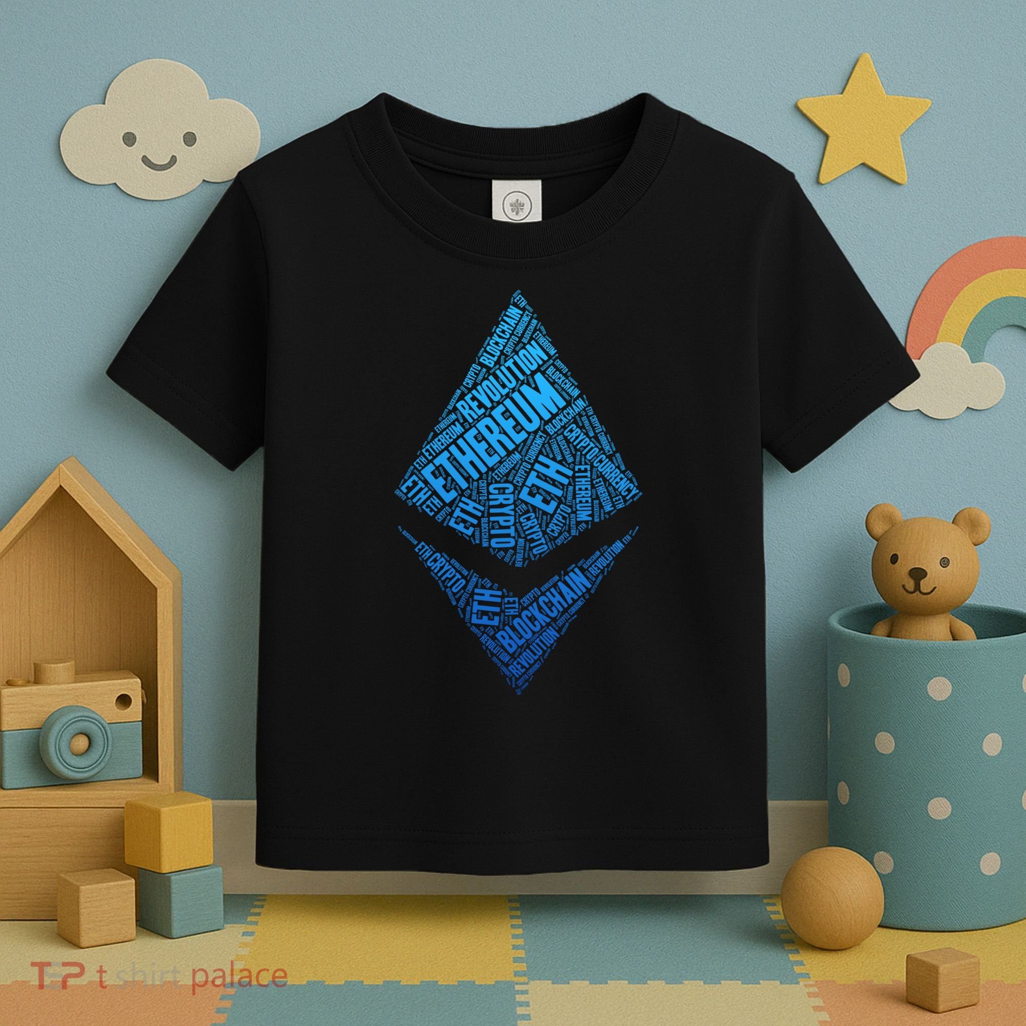 Ethereum Block Chain Revolution Crypto World Cloud Toddler T-Shirt