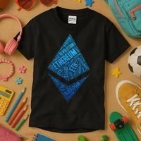 Ethereum Block Chain Revolution Crypto World Cloud Kids T-Shirt thumb 3