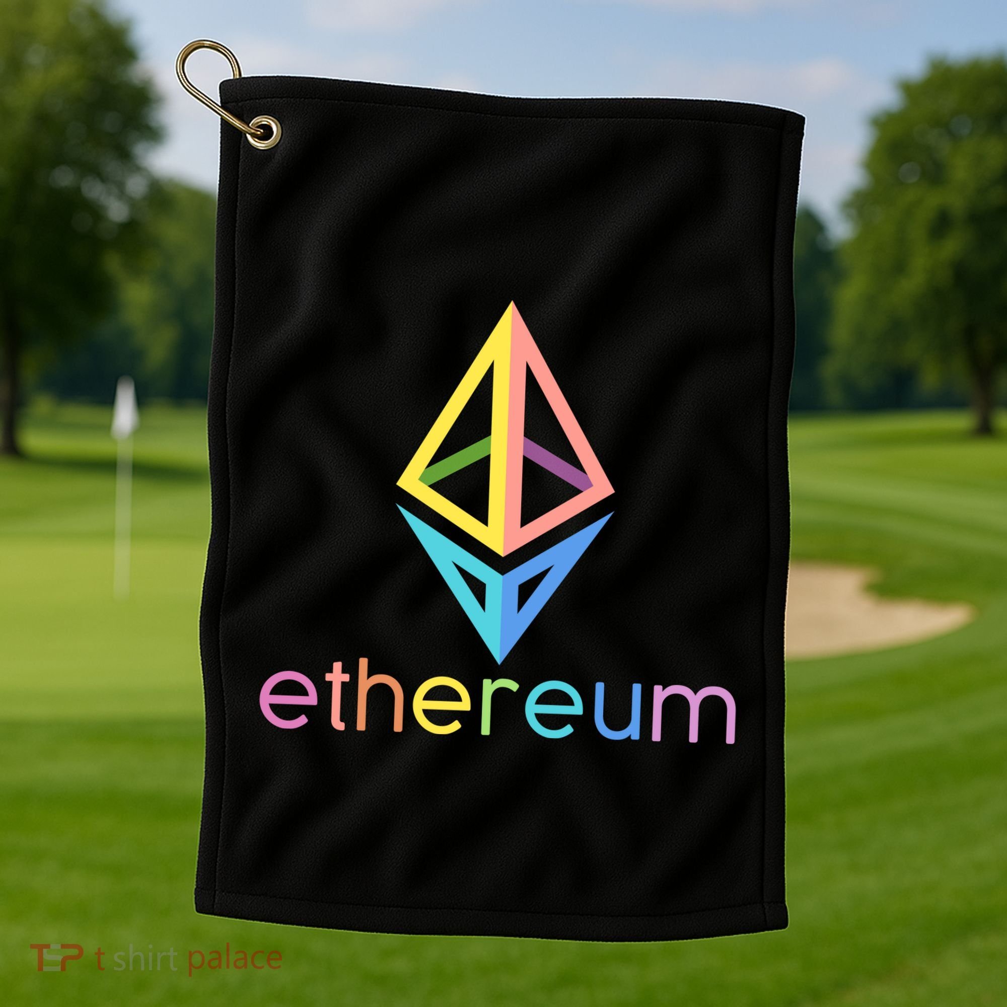Ethereum Diamond Rainbow Logo Golf Towel