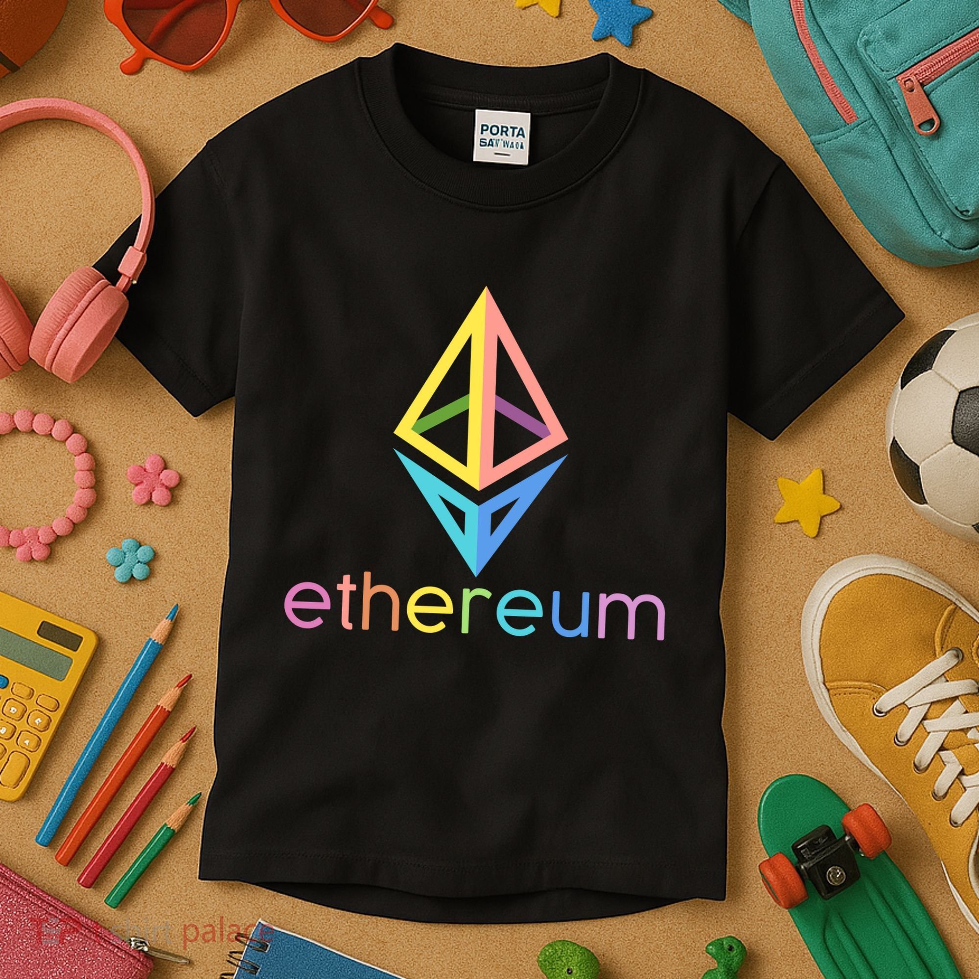 Ethereum Diamond Rainbow Logo Kids T-Shirt