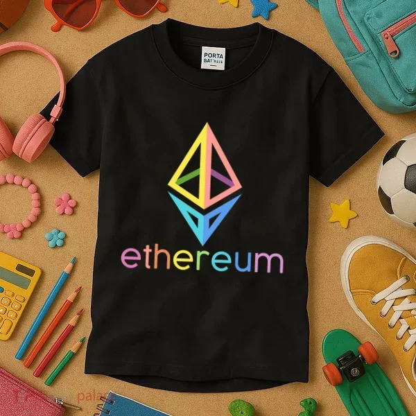 Ethereum Diamond Rainbow Logo Kids T-Shirt