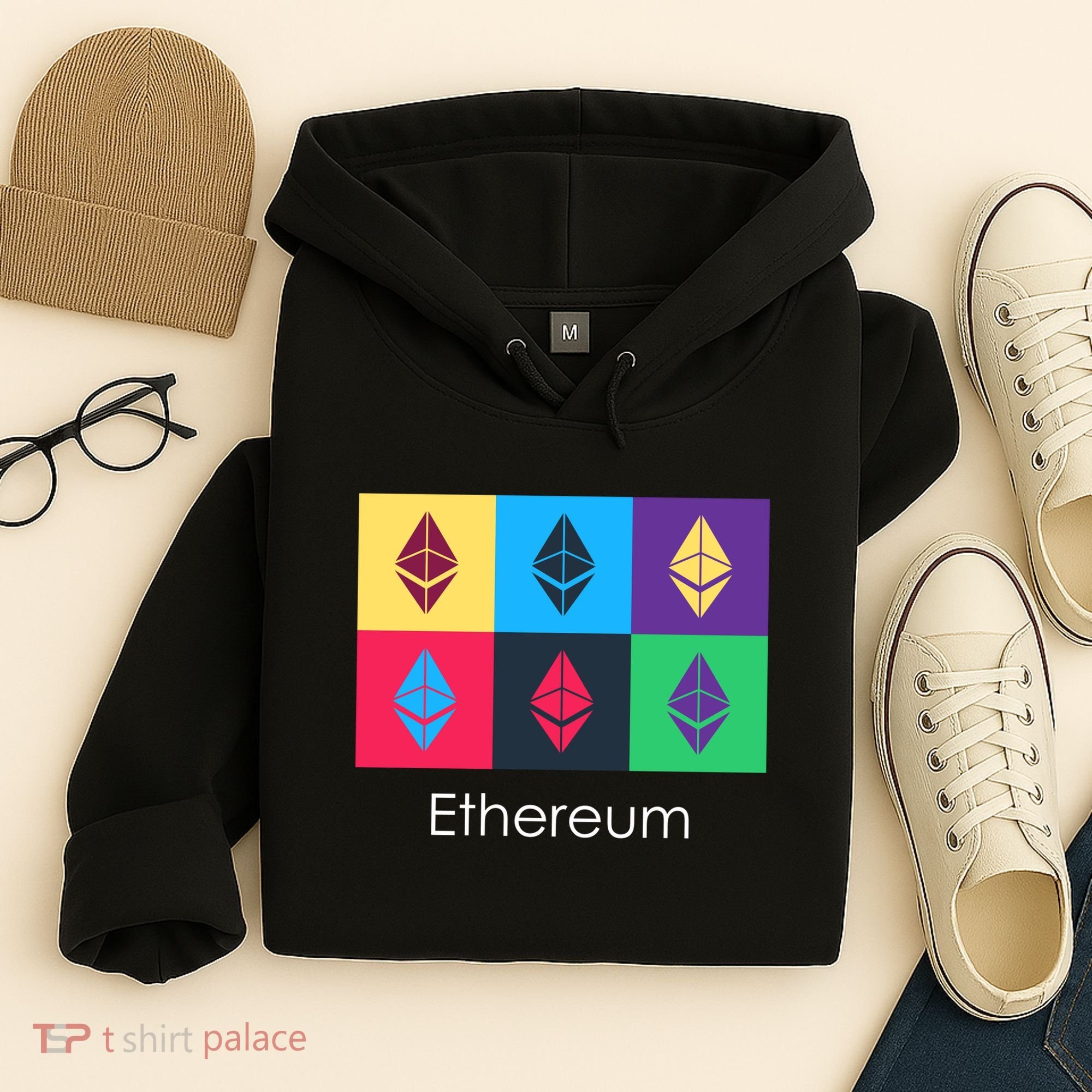Ethereum ETH Pop Art Crypto Currency Logo Hoodie