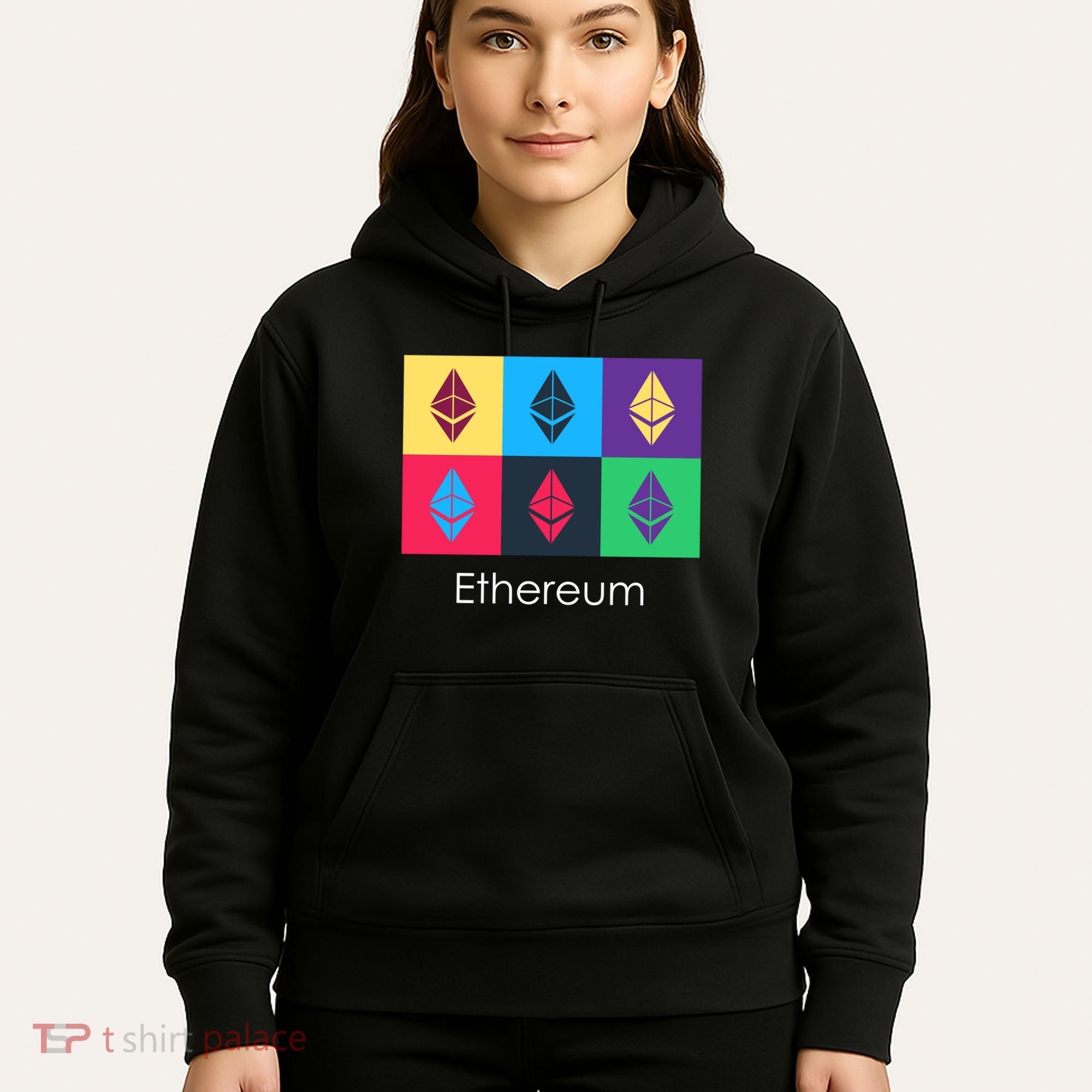 Ethereum ETH Pop Art Crypto Currency Logo Hoodie