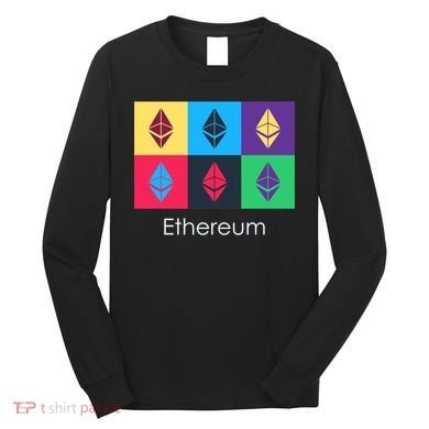 Ethereum ETH Pop Art Crypto Currency Logo Long Sleeve Shirt