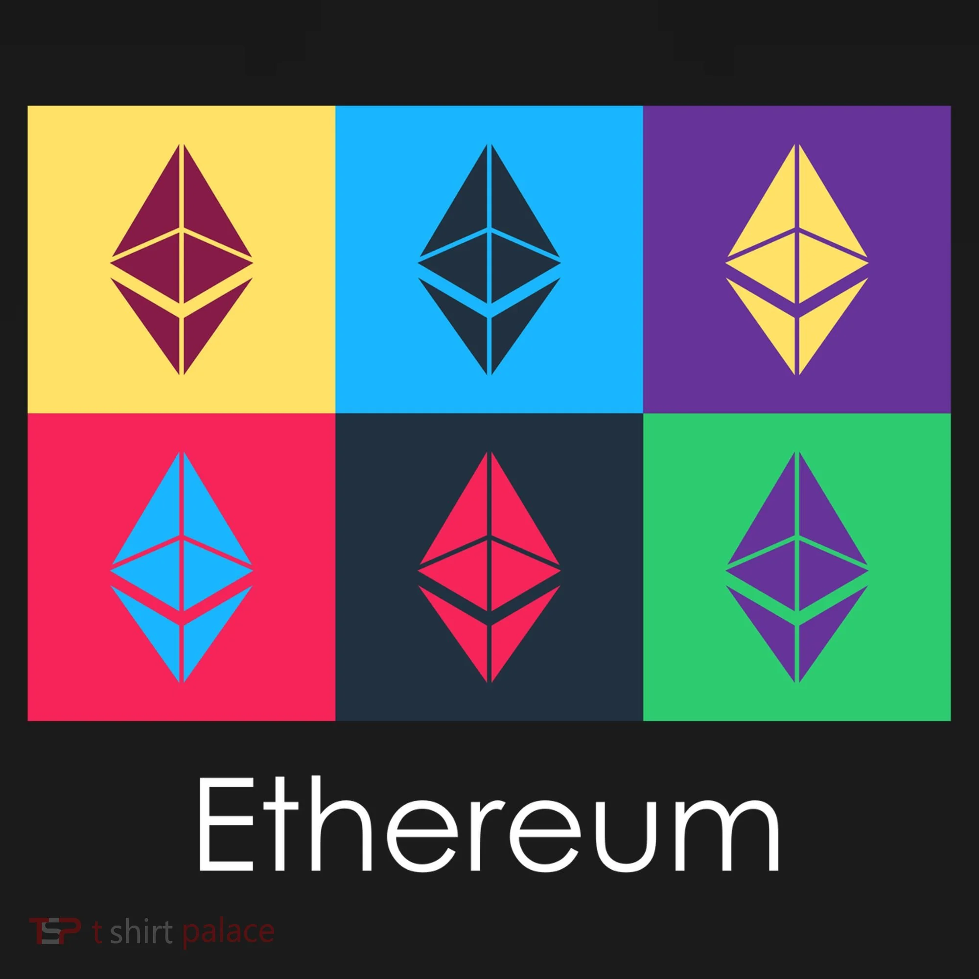 Ethereum ETH Pop Art Crypto Currency Logo Long Sleeve Shirt