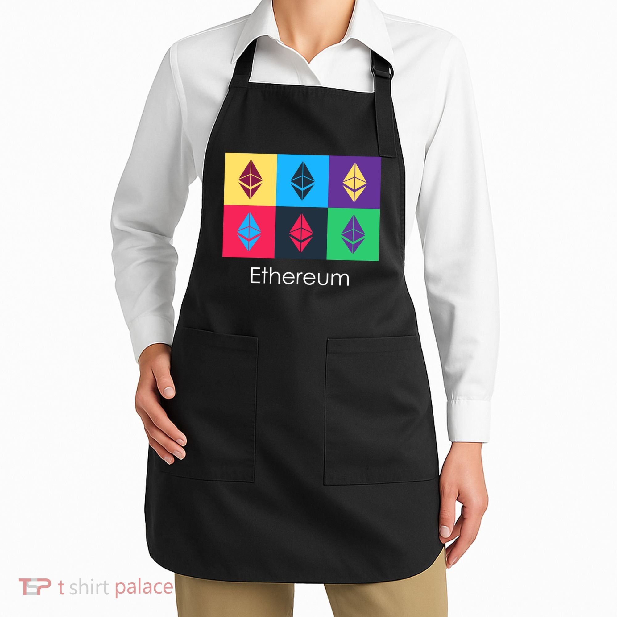 Ethereum ETH Pop Art Crypto Currency Logo Apron