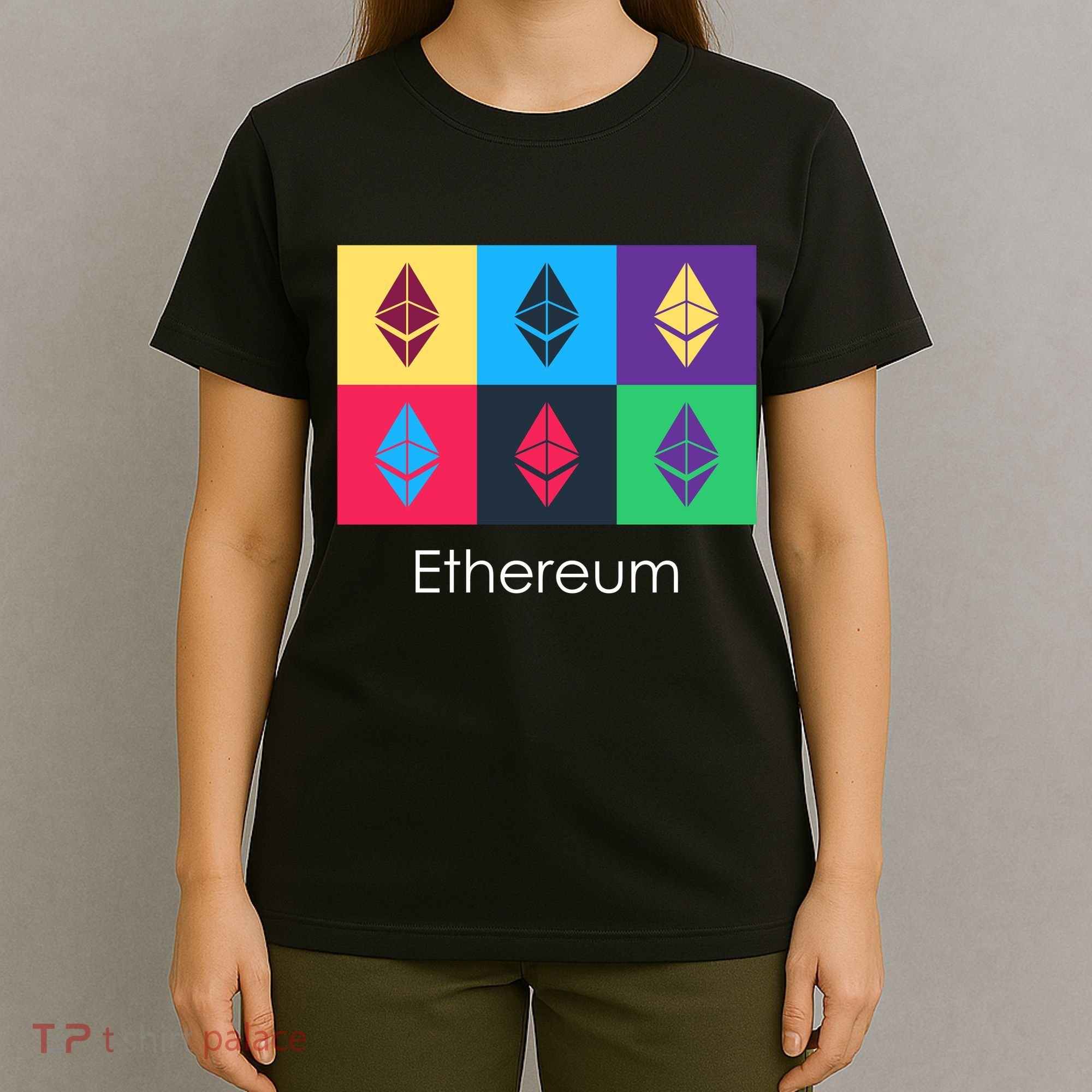 Ethereum ETH Pop Art Crypto Currency Logo T-Shirt