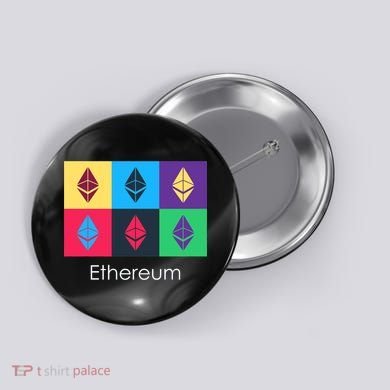 Ethereum ETH Pop Art Crypto Currency Logo Button
