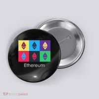 Ethereum ETH Pop Art Crypto Currency Logo Button thumb 0