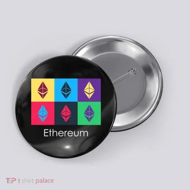 Ethereum ETH Pop Art Crypto Currency Logo Button