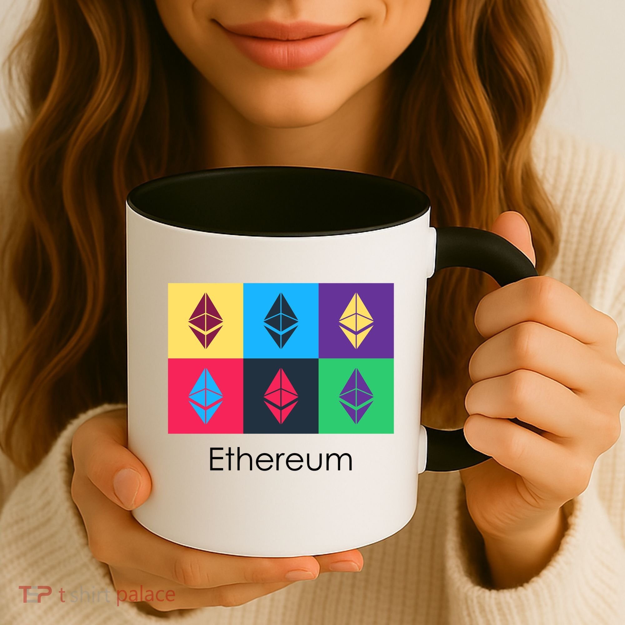 Ethereum ETH Pop Art Crypto Currency Logo Coffee Mug