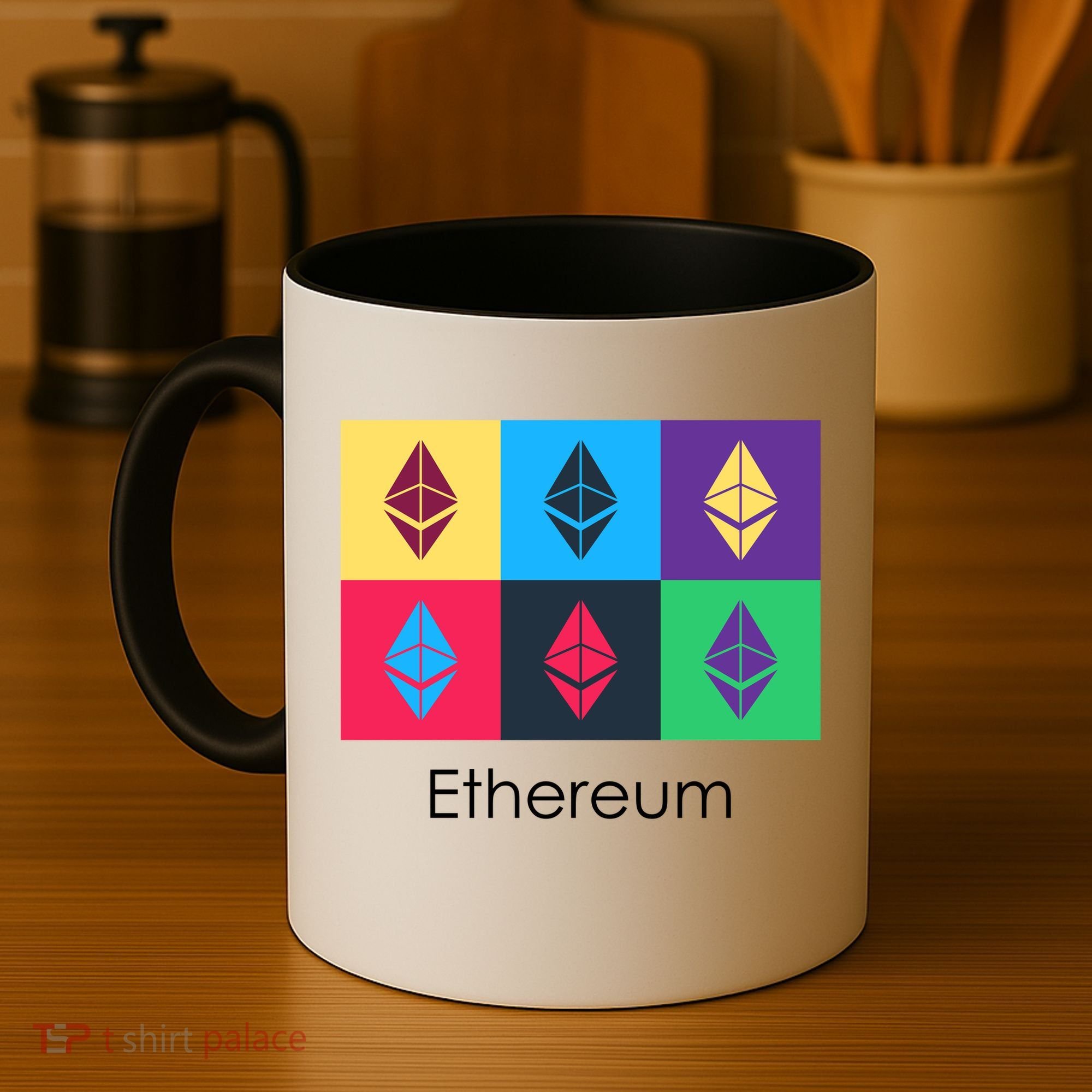 Ethereum ETH Pop Art Crypto Currency Logo Coffee Mug