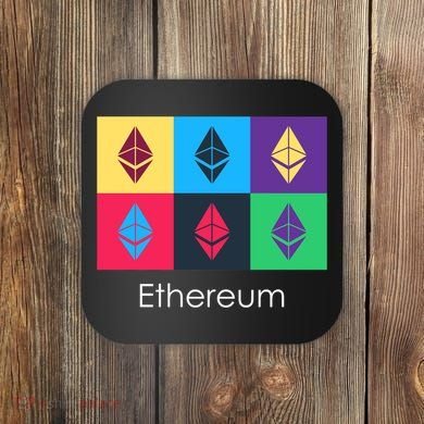 Ethereum ETH Pop Art Crypto Currency Logo Coaster