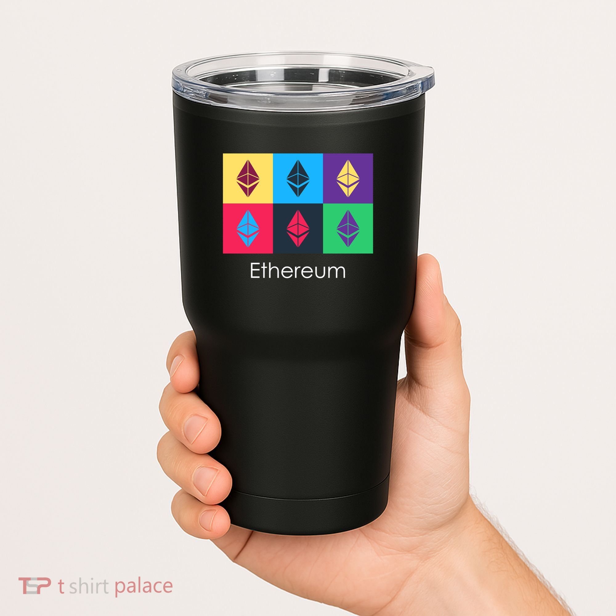 Ethereum ETH Pop Art Crypto Currency Logo Tumbler