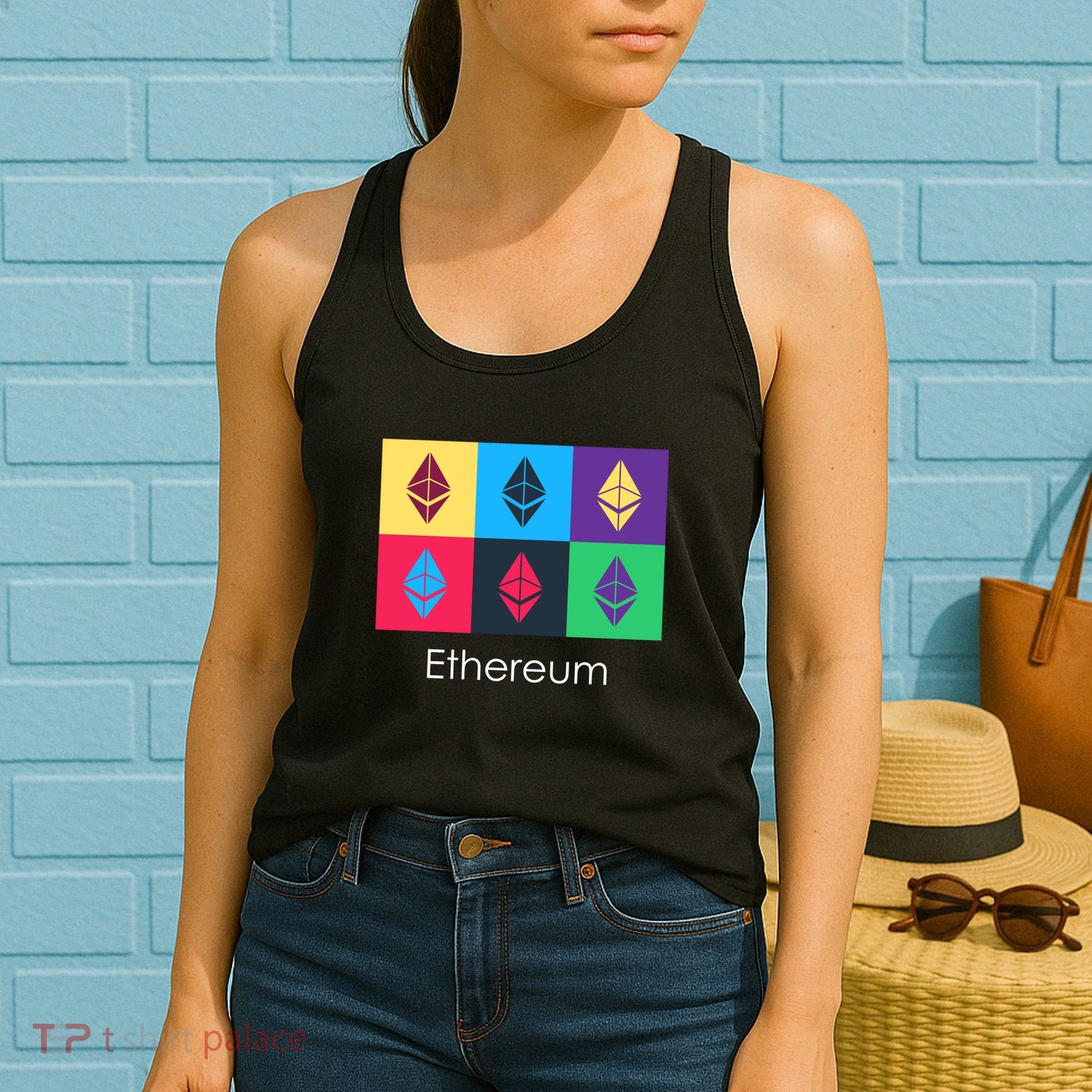 Ethereum ETH Pop Art Crypto Currency Logo Women's Tank Top