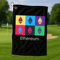 Ethereum ETH Pop Art Crypto Currency Logo Golf Towel thumb 1