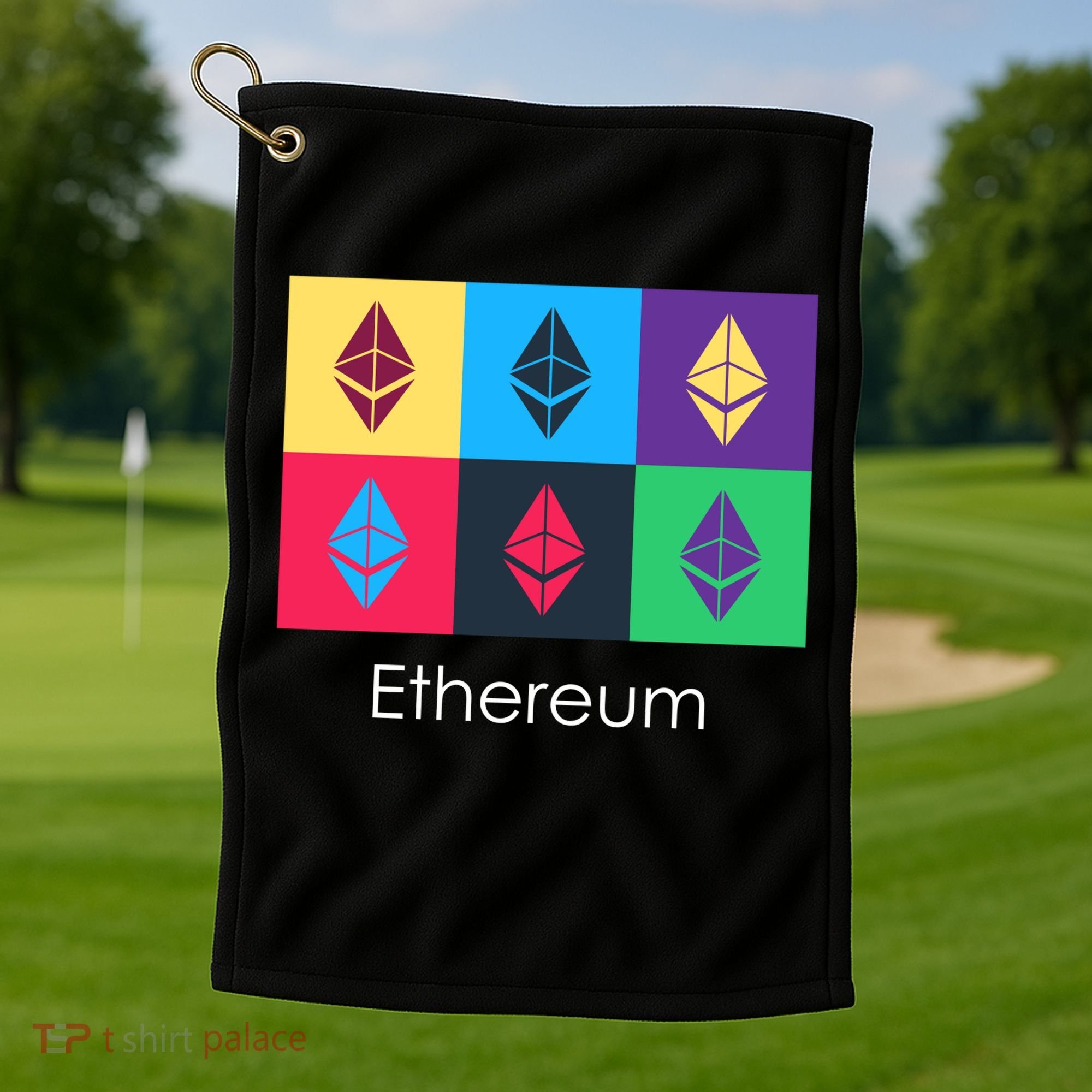 Ethereum ETH Pop Art Crypto Currency Logo Golf Towel