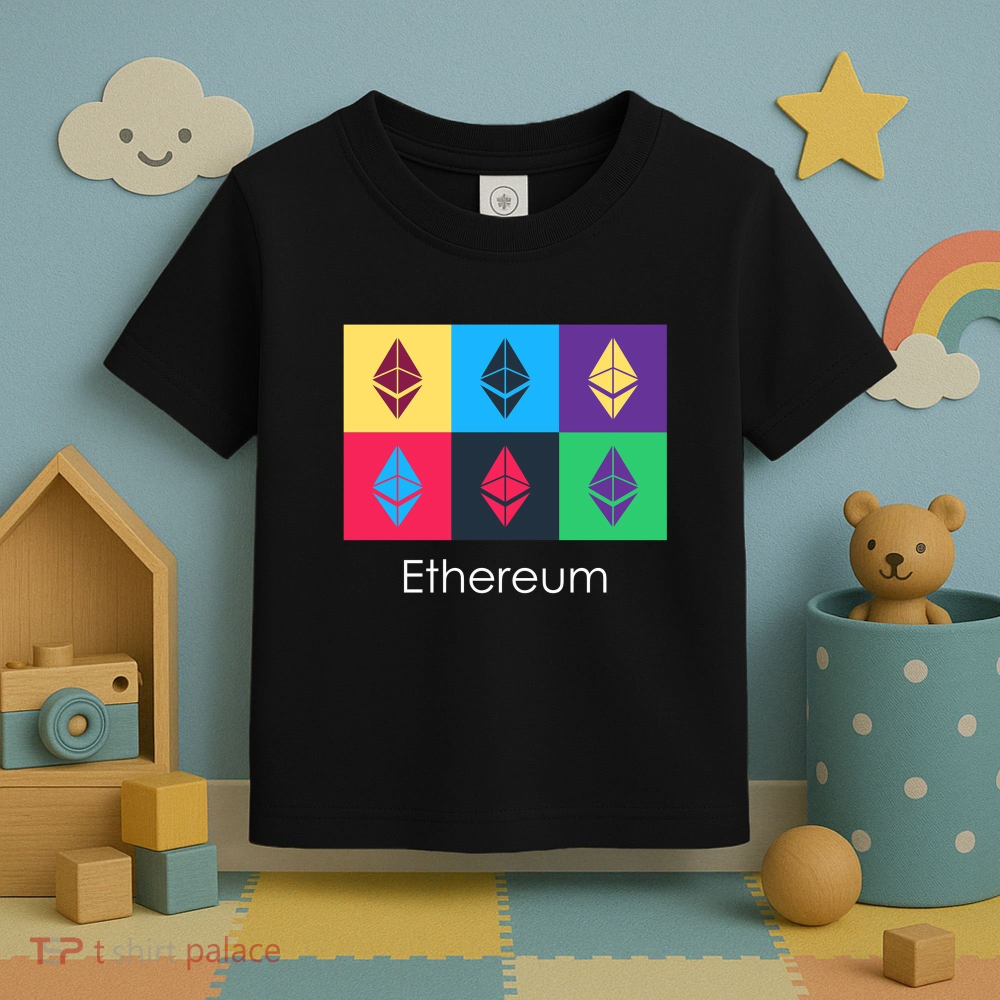 Ethereum ETH Pop Art Crypto Currency Logo Toddler T-Shirt