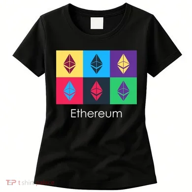 Ethereum ETH Pop Art Crypto Currency Logo Women's T-Shirt