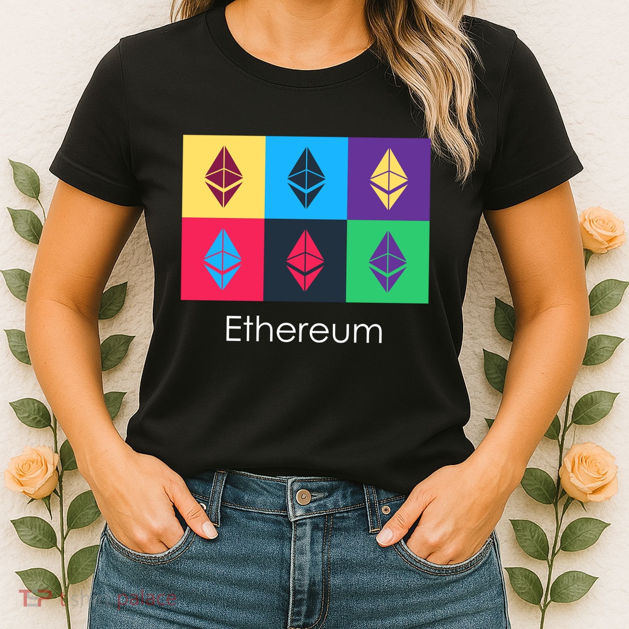 Ethereum ETH Pop Art Crypto Currency Logo Women's T-Shirt