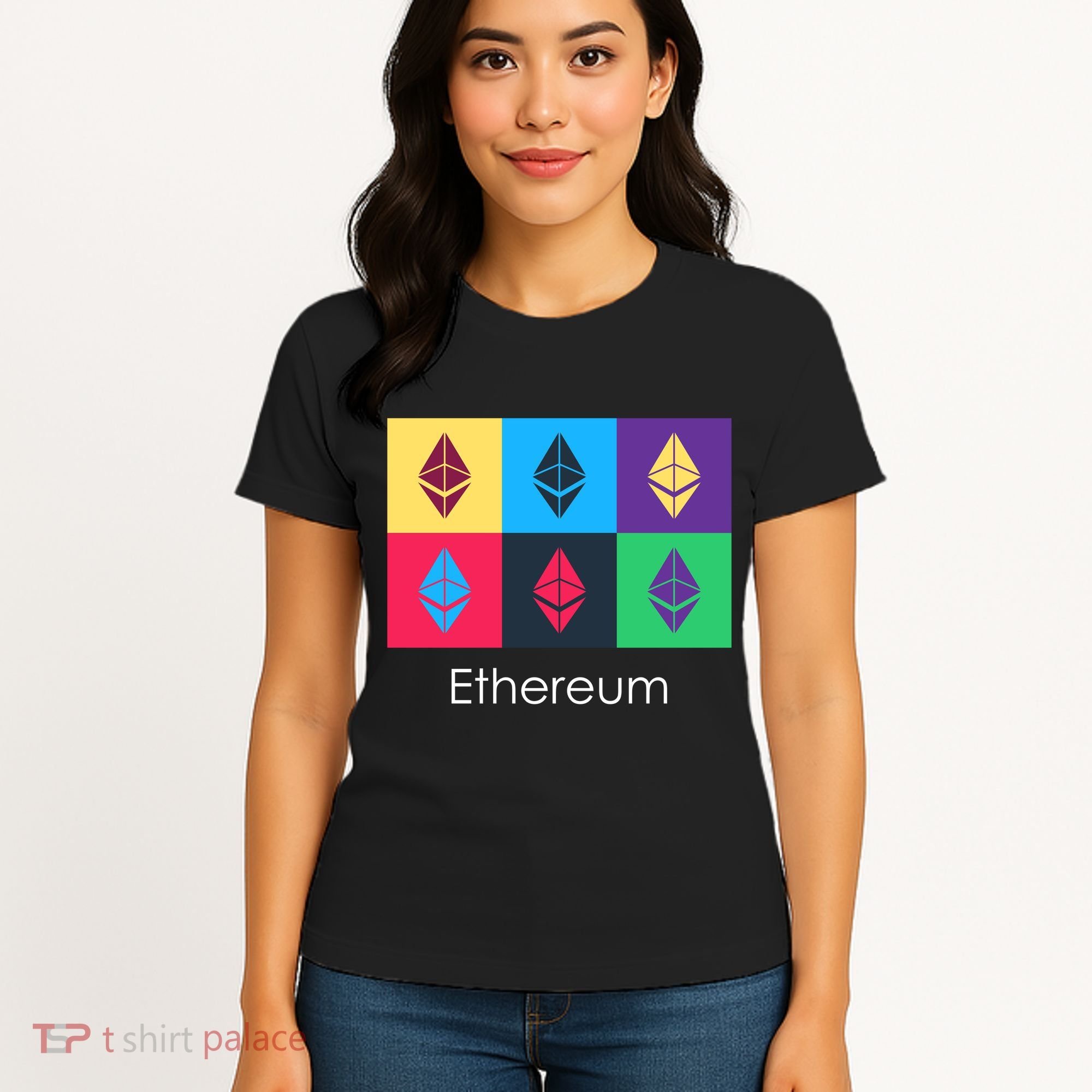 Ethereum ETH Pop Art Crypto Currency Logo Women's T-Shirt