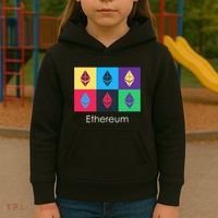 Ethereum ETH Pop Art Crypto Currency Logo Kids Hoodie thumb 3