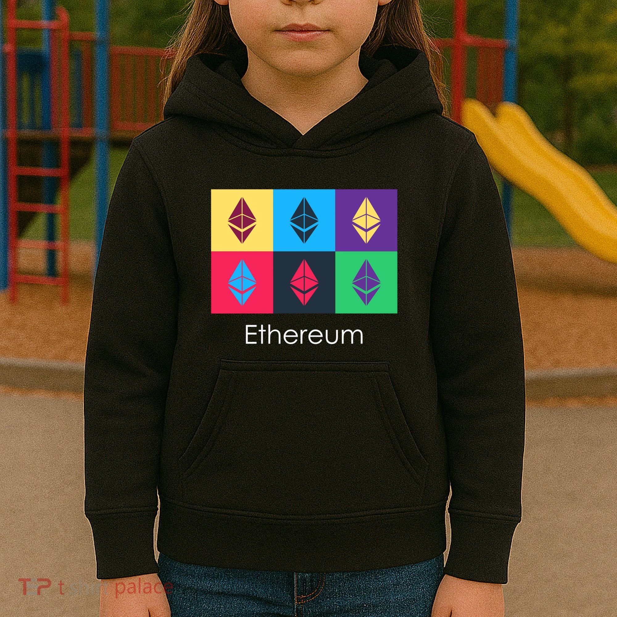 Ethereum ETH Pop Art Crypto Currency Logo Kids Hoodie