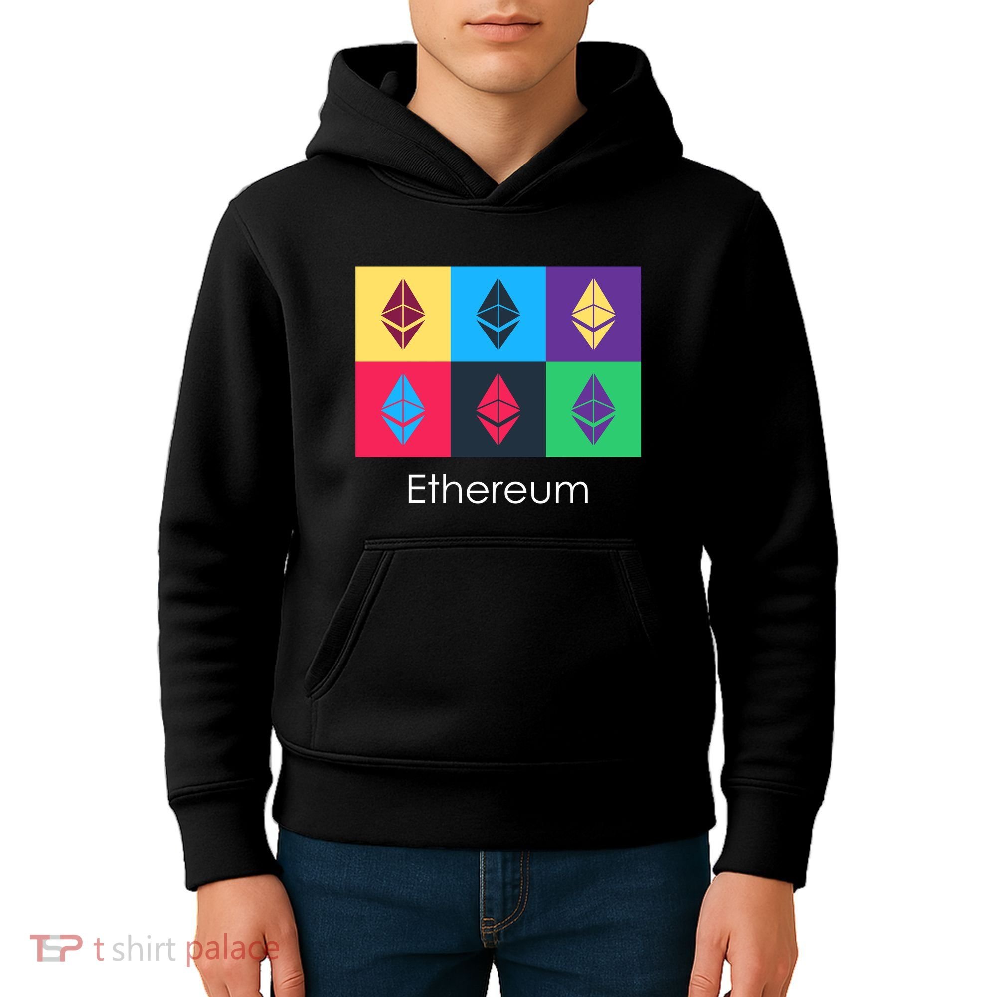 Ethereum ETH Pop Art Crypto Currency Logo Kids Hoodie