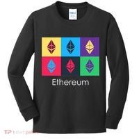 Ethereum ETH Pop Art Crypto Currency Logo Kids Long Sleeve Shirt thumb 0