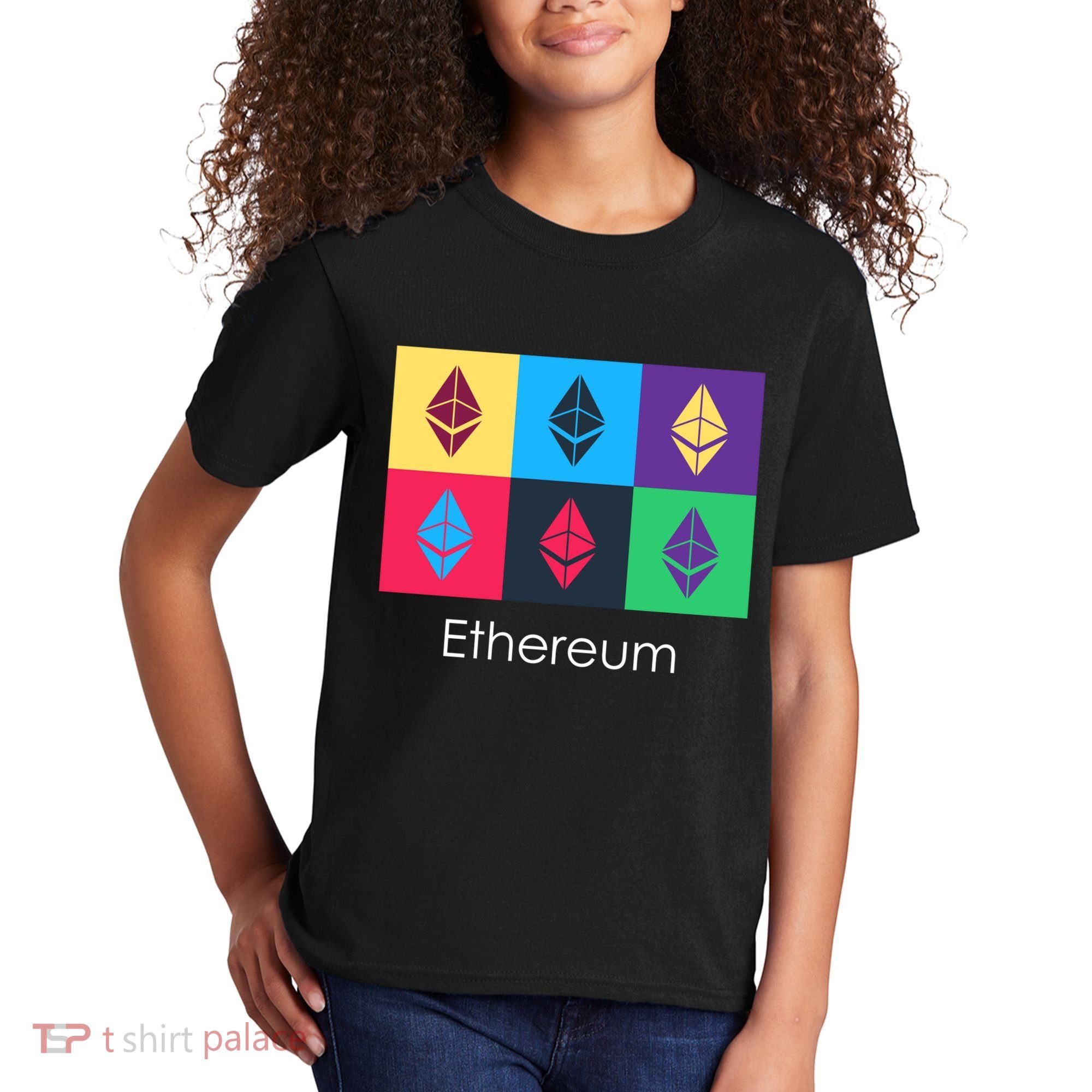 Ethereum ETH Pop Art Crypto Currency Logo Kids T-Shirt
