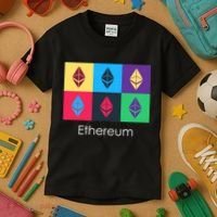 Ethereum ETH Pop Art Crypto Currency Logo Kids T-Shirt thumb 3