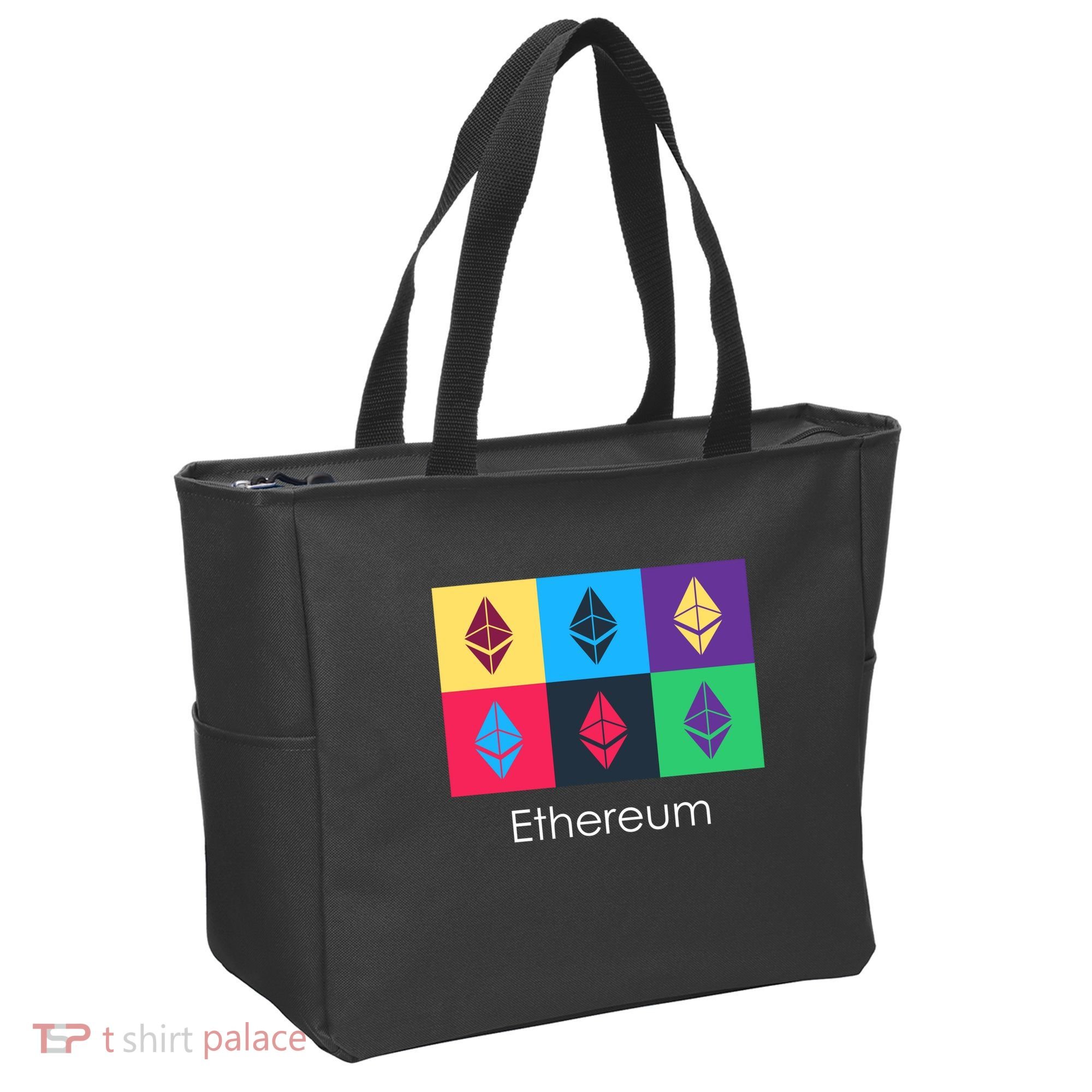 Ethereum ETH Pop Art Crypto Currency Logo Tote Bag