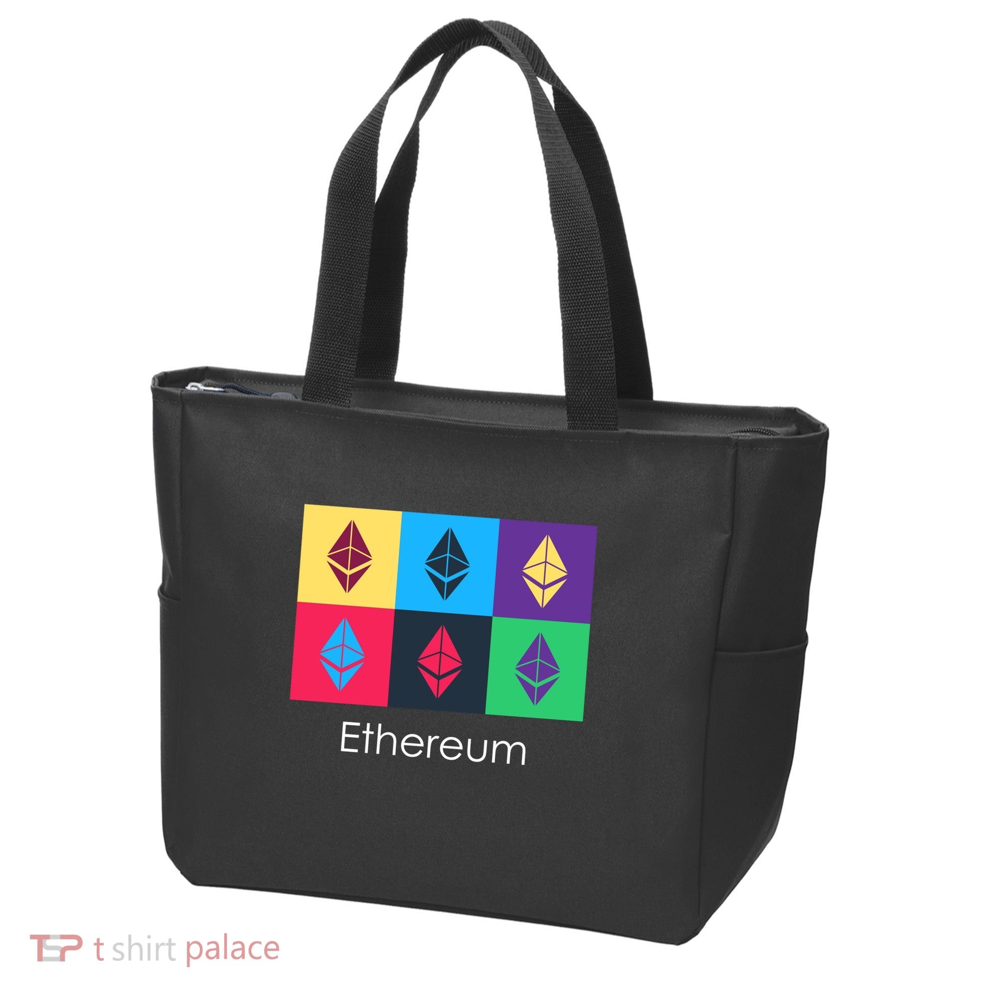 Ethereum ETH Pop Art Crypto Currency Logo Tote Bag