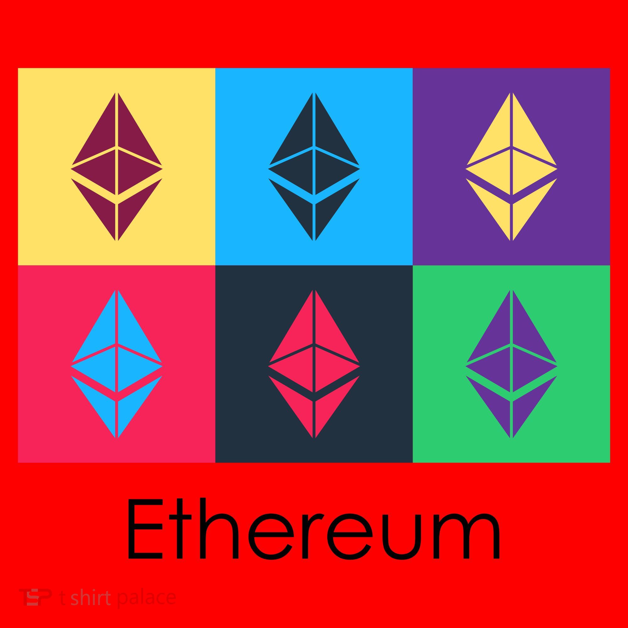 Ethereum ETH Pop Art Crypto Currency Logo Santa Hat