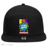 Esl Teacher Linguist Multilingual Teaching Profession Great Gift 7 Panel Mesh Trucker Snapback Hat thumb 0