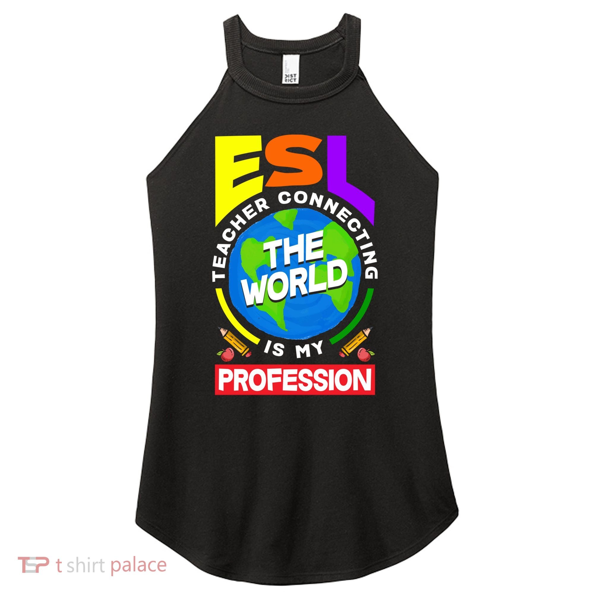 Esl Teacher Linguist Multilingual Teaching Profession Great Gift Women's Perfect Tri Rocker Tank