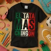 El Tata Mas Chingon Funny Grandpa Mexican Flag Spanish Dad Kids T-Shirt thumb 3