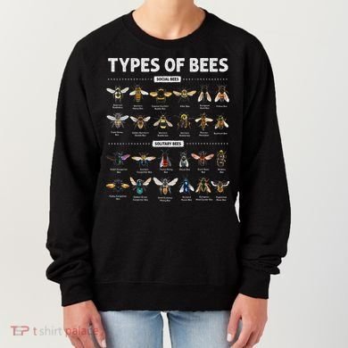 Educational Types Of Bees Chart For Bee Lovers Women's Sweatshirt