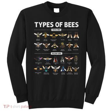 Educational Types Of Bees Chart For Bee Lovers Sweatshirt