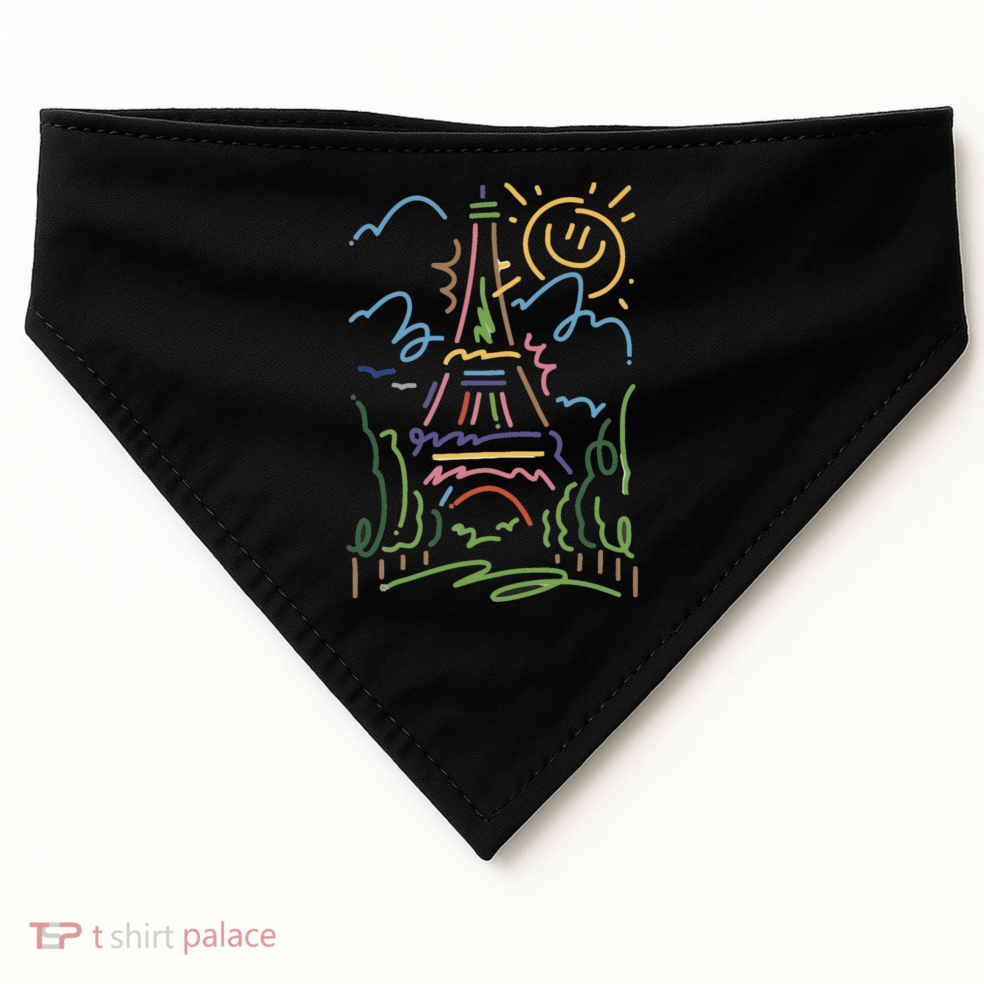 Eiffel Tower Paris Cool Gift Hand Painted Paris France USA-Made Doggie Bandana