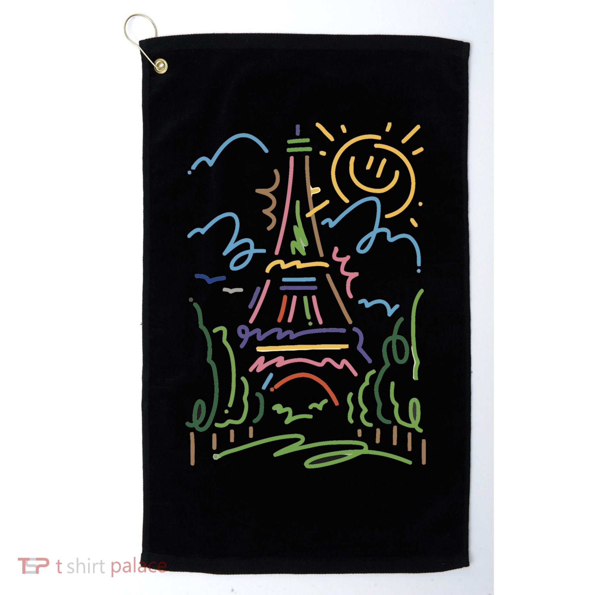 Eiffel Tower Paris Cool Gift Hand Painted Paris France Golf Towel