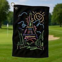 Eiffel Tower Paris Cool Gift Hand Painted Paris France Golf Towel thumb 1