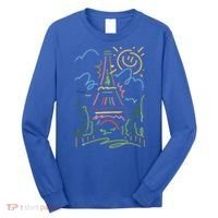 Eiffel Tower Paris Cool Gift Hand Painted Paris France Long Sleeve Shirt thumb 0
