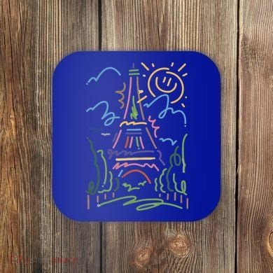 Eiffel Tower Paris Cool Gift Hand Painted Paris France Coaster