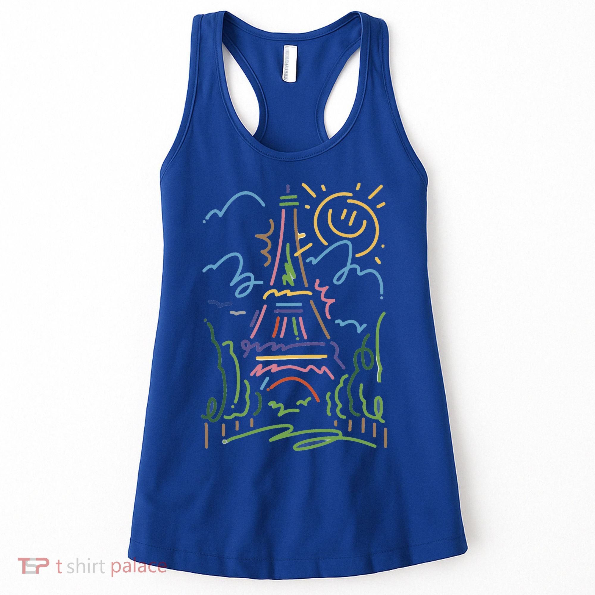 Eiffel Tower Paris Cool Gift Hand Painted Paris France Women's Tank Top