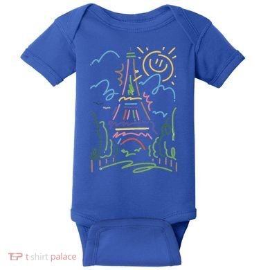 Eiffel Tower Paris Cool Gift Hand Painted Paris France Baby Bodysuit