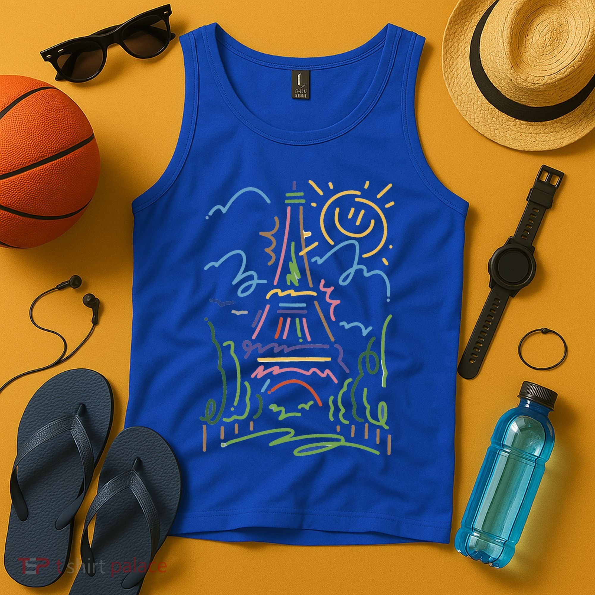 Eiffel Tower Paris Cool Gift Hand Painted Paris France Tank Top