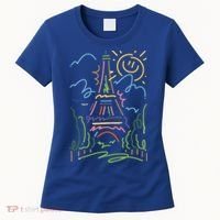 Eiffel Tower Paris Cool Gift Hand Painted Paris France Women's T-Shirt thumb 0