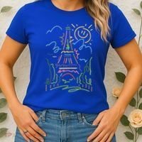 Eiffel Tower Paris Cool Gift Hand Painted Paris France Women's T-Shirt thumb 2